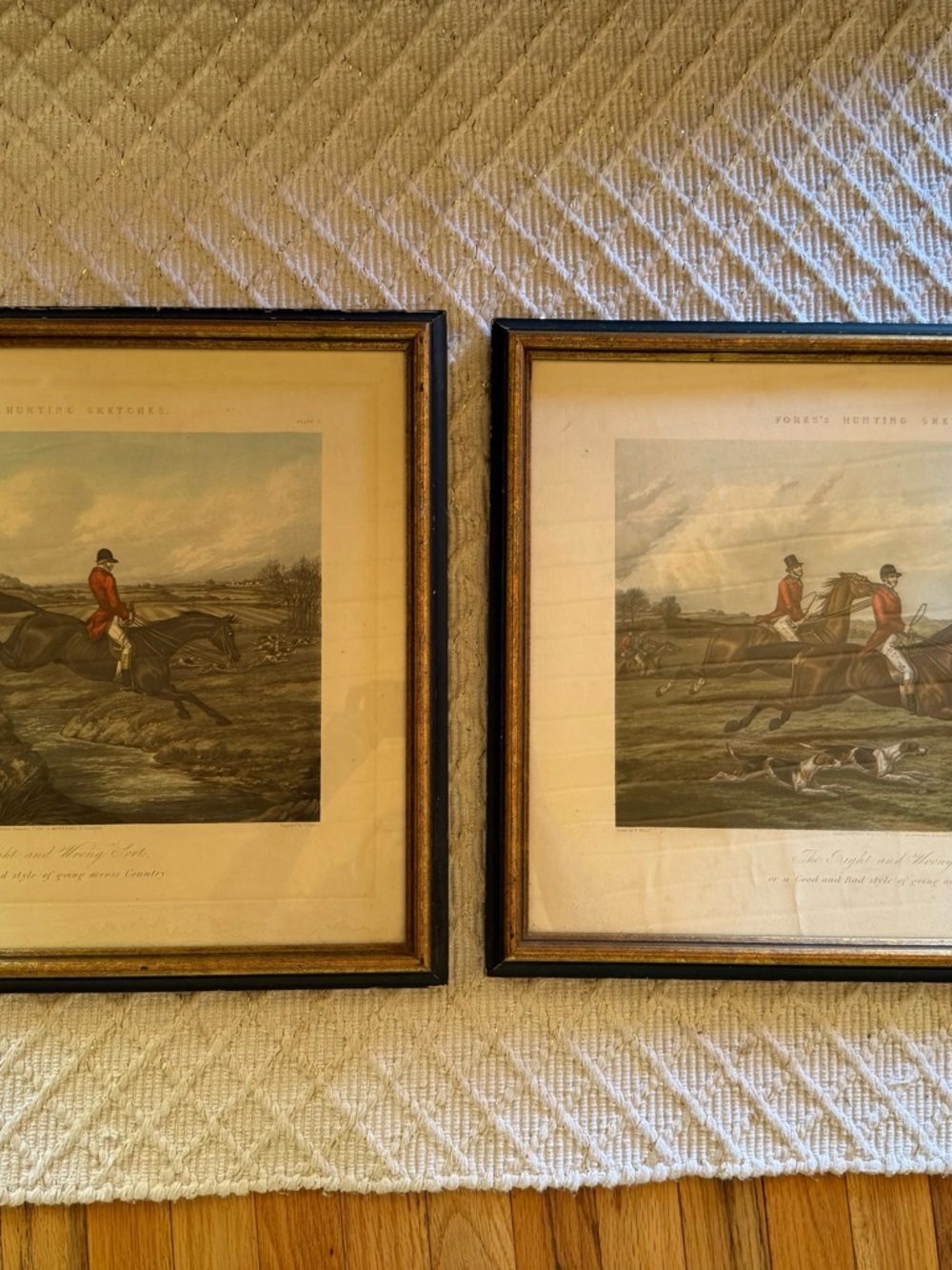 Antique Henry Alken “The Right or Wrong” Fox Hunt Equestrian Picture Pair